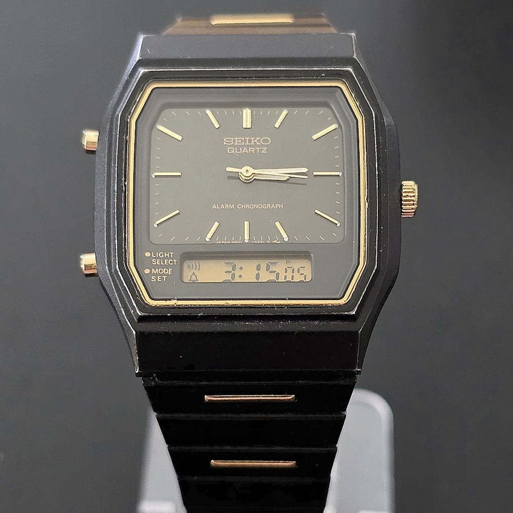 VTG Seiko Analog Digital H601-5260 Alarm Chronograph Original Band Watch Runs